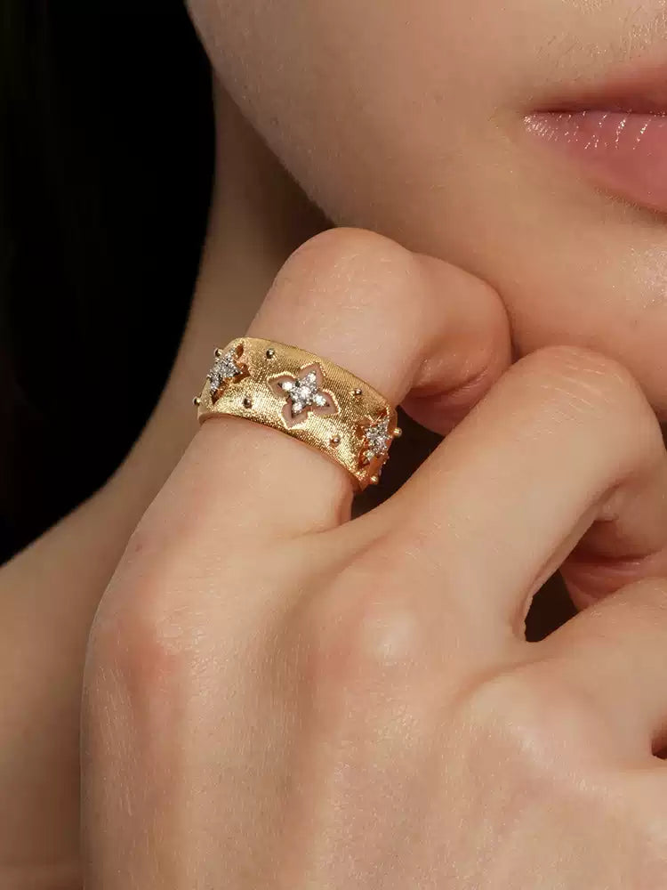 Antique Gold Celestial Starburst Ring