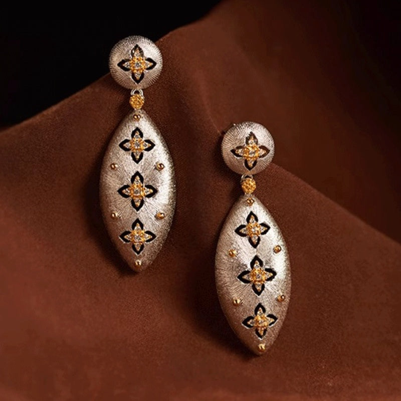 The Vintage Brushed Silk Marquise Drop Earrings