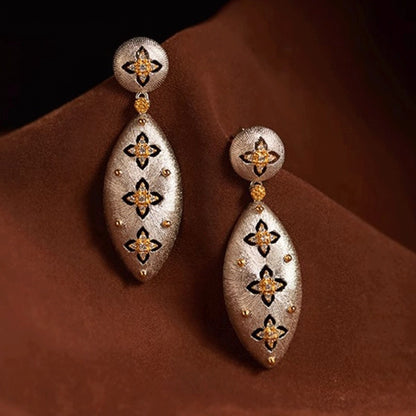 The Vintage Brushed Silk Marquise Drop Earrings