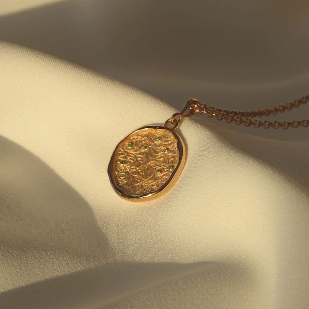 Medusa 7 Emerald Medallion Necklace