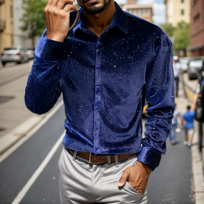 Starlight velvet stretch shirt