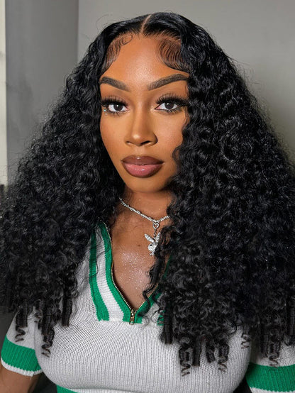 Pre-bleached Wear Go Glueless Wig 7x5 Pre-cut HD Lace Burmese Curly Human Hair
