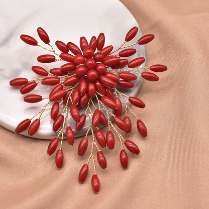 Sea Bamboo Tassel Flower Natural Pearl Brooch