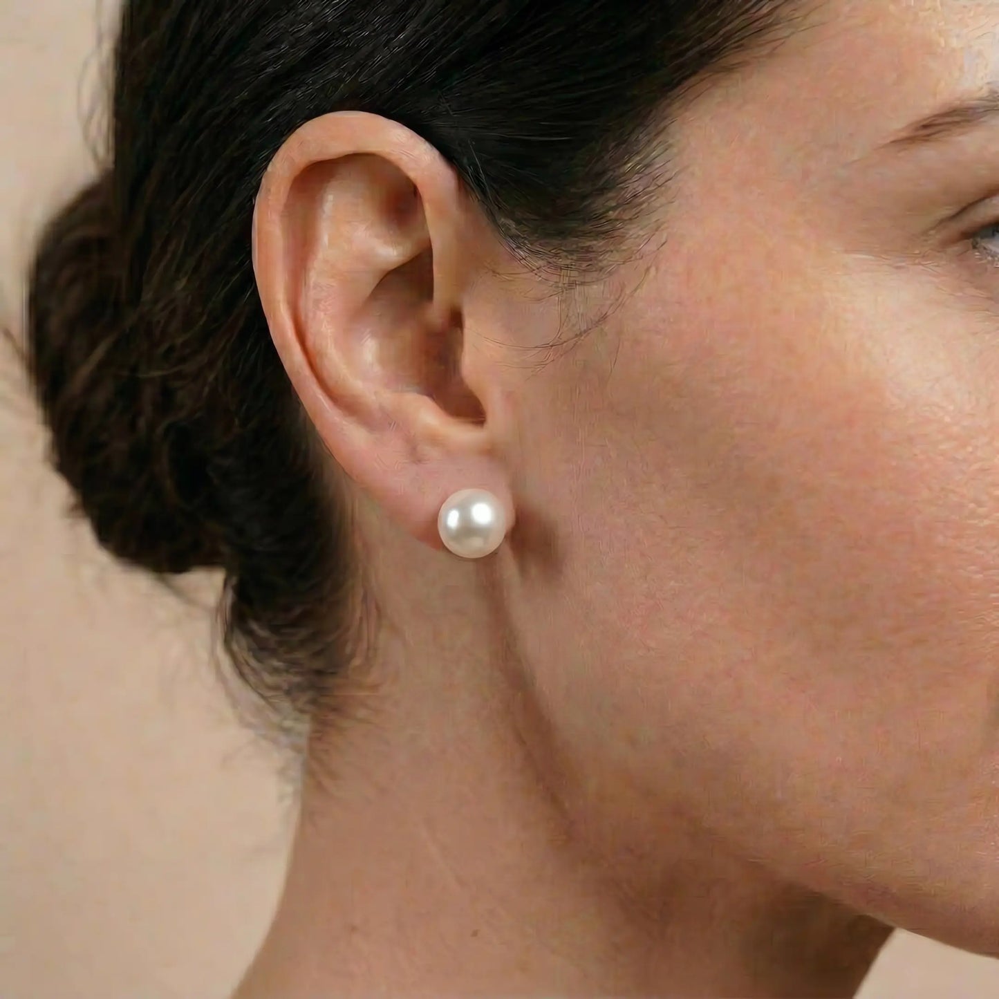 18K Gold Freshwater Pearl Stud Earrings, 10-12.5mm Large White Pearls