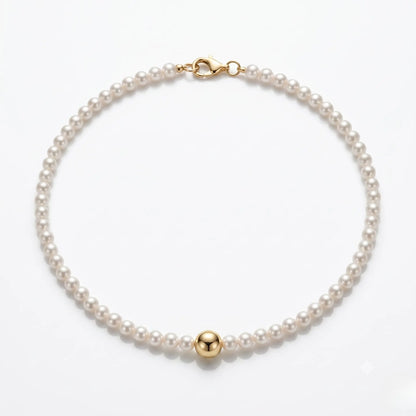 Genuine 3-3.5mm Pearl Choker in 18K Solid Gold, Luxury Fine Jewelry Gift