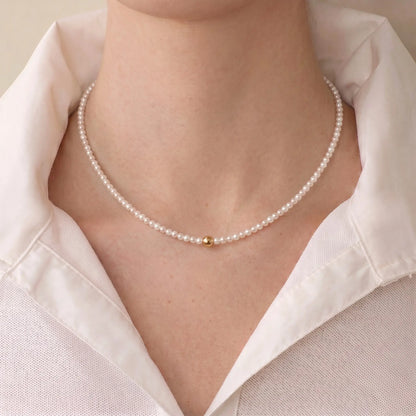 Genuine 3-3.5mm Pearl Choker in 18K Solid Gold, Luxury Fine Jewelry Gift