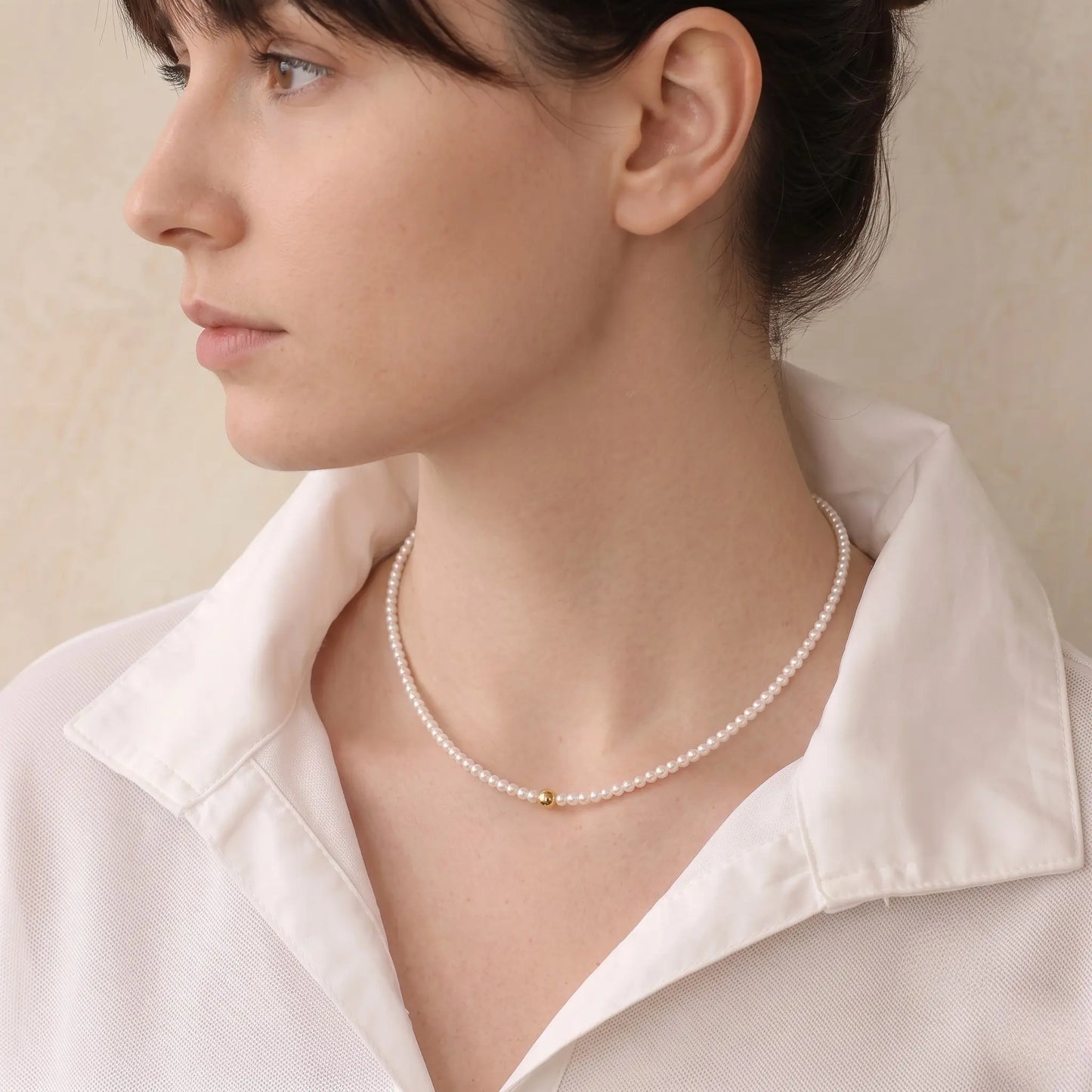 Genuine 3-3.5mm Pearl Choker in 18K Solid Gold, Luxury Fine Jewelry Gift