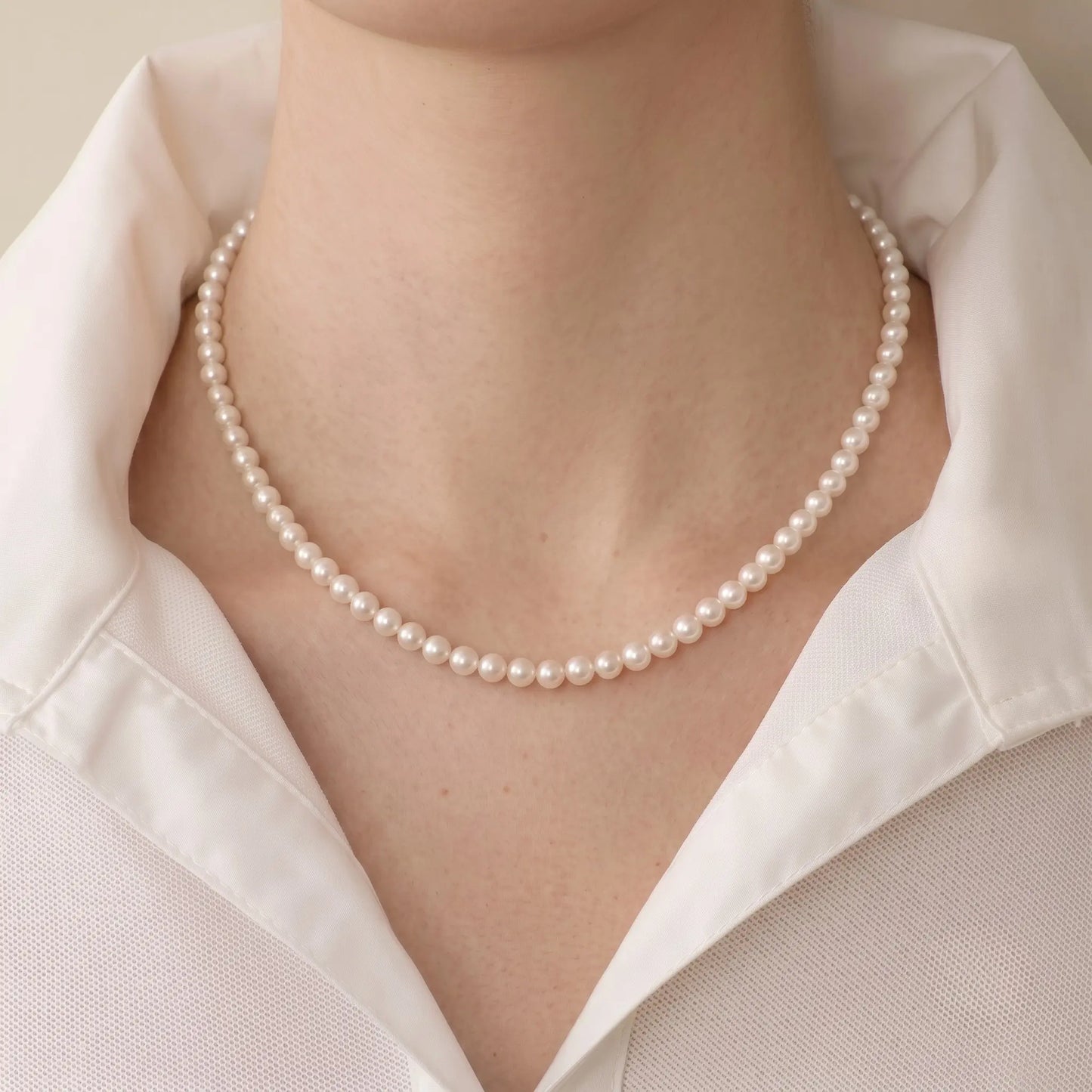 18K Solid Gold Dainty Pearl Jewelry Set | 5-5.5mm Pearl Necklace & 5-5.5mm Freshwater Studs