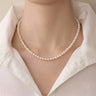 18K Solid Gold Dainty Pearl Jewelry Set | 5-5.5mm Pearl Necklace & 5-5.5mm Freshwater Studs