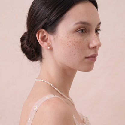 18K Solid Gold Dainty Pearl Jewelry Set | 5-5.5mm Pearl Necklace & 5-5.5mm Freshwater Studs