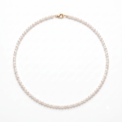 18K Gold Pearl Necklace 5-5.5mm Freshwater Cultured Pearl Strand Choker for Bride Wedding Bridal Jewelry Gift