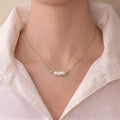 18K Solid Gold Biwa Baroque Pearl Station Necklace