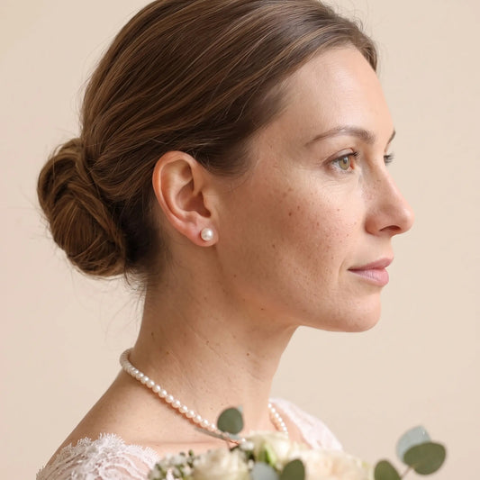 18K Gold Japanese Akoya Pearl Earrings, 3-7.5mm AAA+ Luster White Studs