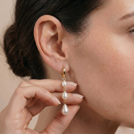 Modern Baroque Pearl Drop Earrings 18K Gold Plated