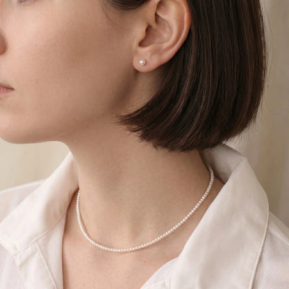 18K Solid Gold Freshwater Pearl Stud Earrings | 3-7.5mm Hypoallergenic Earrings for 24/7 Wear