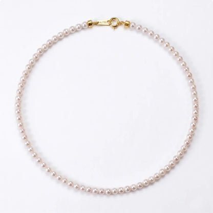 Skinny Pearl Necklace 18K Solid Gold 2-2.5mm Freshwater Pearl Choker