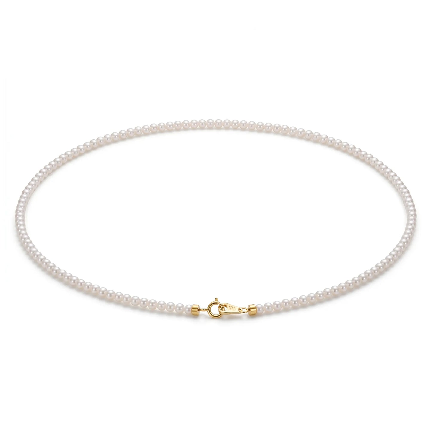 18K Solid Gold Dainty 3-3.5mm Genuine Freshwater Pearl Necklace