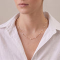 18K Solid Gold Japanese Akoya Pearl Station Necklace, 3-3.5mm Genuine Sea Pearl Choker for Women