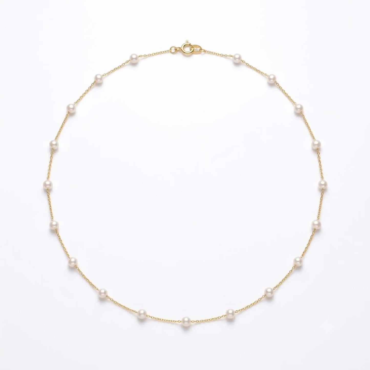Genuine 3-3.5mm Freshwater Mini Pearl Choker in 18K Solid Gold