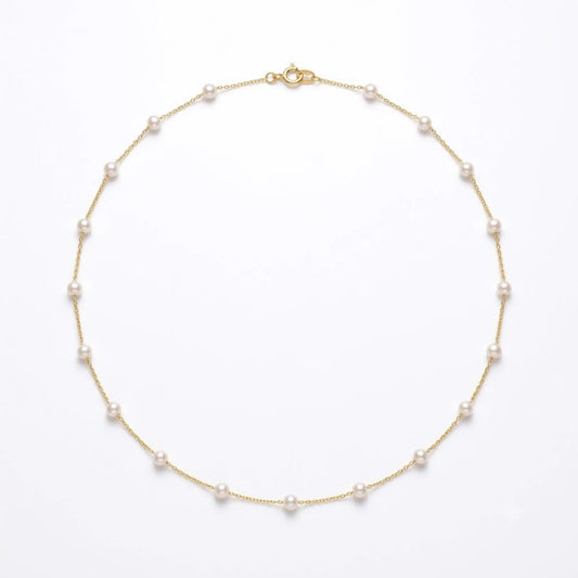 Genuine 3-3.5mm Freshwater Mini Pearl Choker in 18K Solid Gold