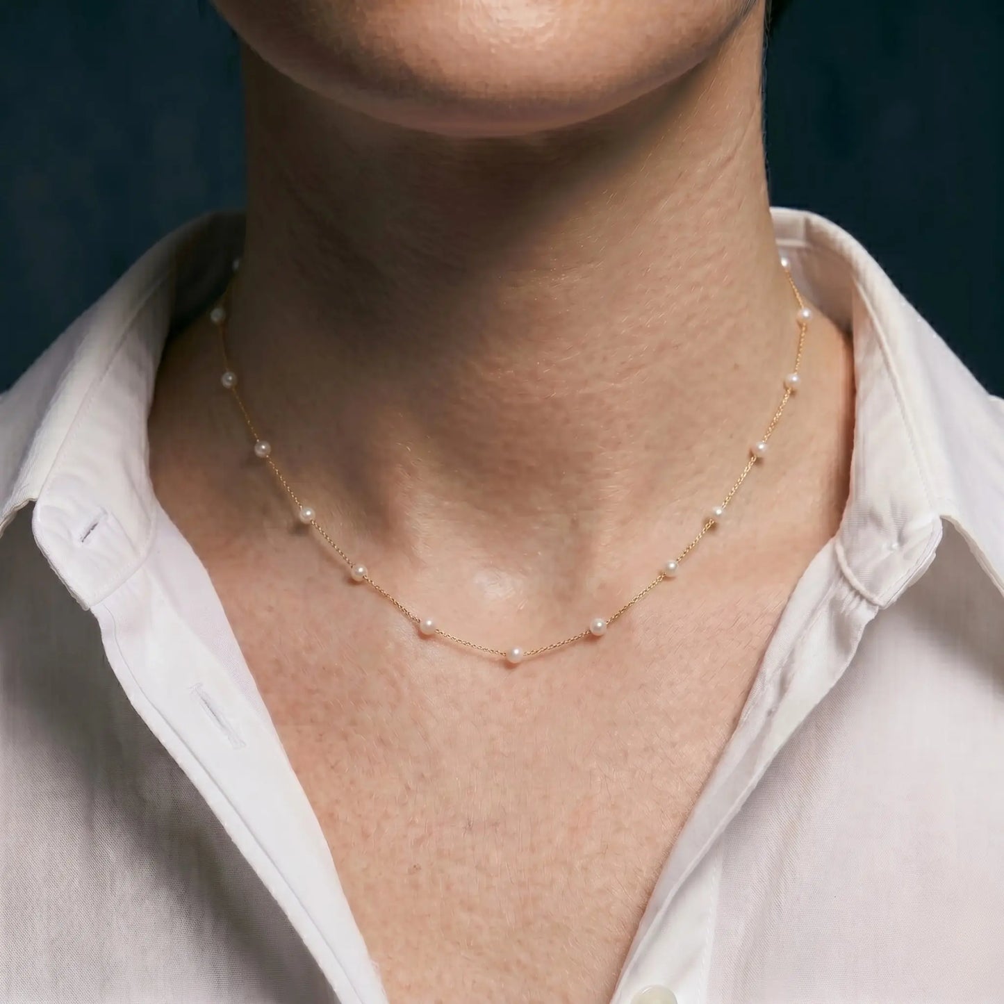 Genuine 3-3.5mm Freshwater Mini Pearl Choker in 18K Solid Gold