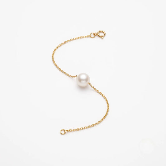 18K Solid Gold Japanese Akoya Pearl Single Bead Bracelet