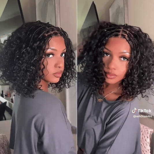 Boho Braids Deep Curly Glueless 5x5 Closure Lace with Braided Top Human Hair Wig