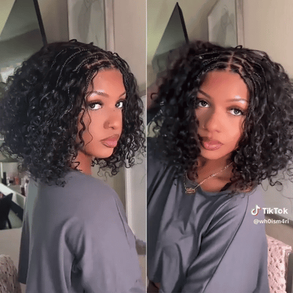 Boho Braids Deep Curly Glueless 5x5 Closure Lace with Braided Top Human Hair Wig