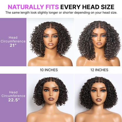 Boho Braids Deep Curly Glueless 5x5 Closure Lace with Braided Top Human Hair Wig