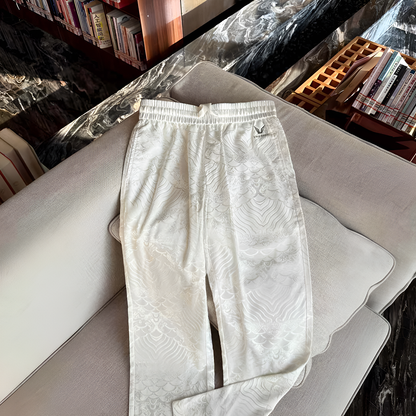Ukiyo-e patterned satin silk casual pants