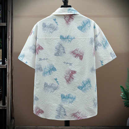 Graffiti-colored short-sleeved shirt