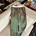 Ukiyo-e patterned satin silk casual pants