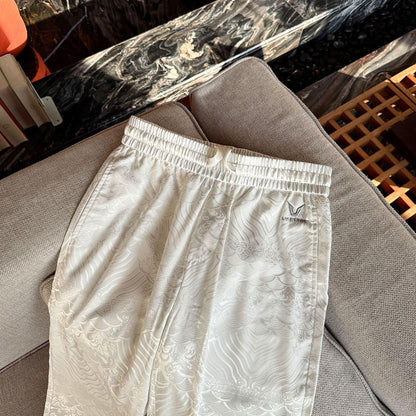 Ukiyo-e patterned satin silk casual pants