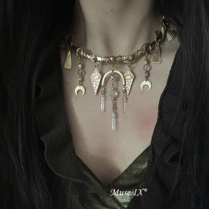 Heavy-Duty Handmade Star and Moon Teardrop Tassel Choker