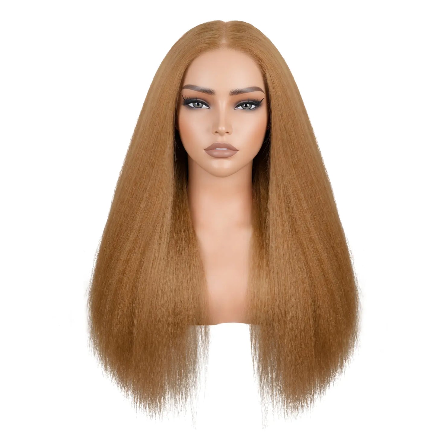 13X6 Synthetic Lace Front Wig Kinky Straight Lace Front Wig Pre Plucked 180% Density Yaki Straight Lace Front Wigs For Black Women Heat Resistant Hair