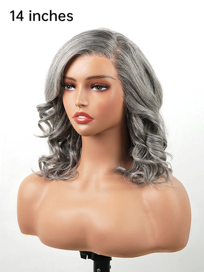5x5 Salt & Pepper Body Wave Glueless Bob Wig 100% Human Hair