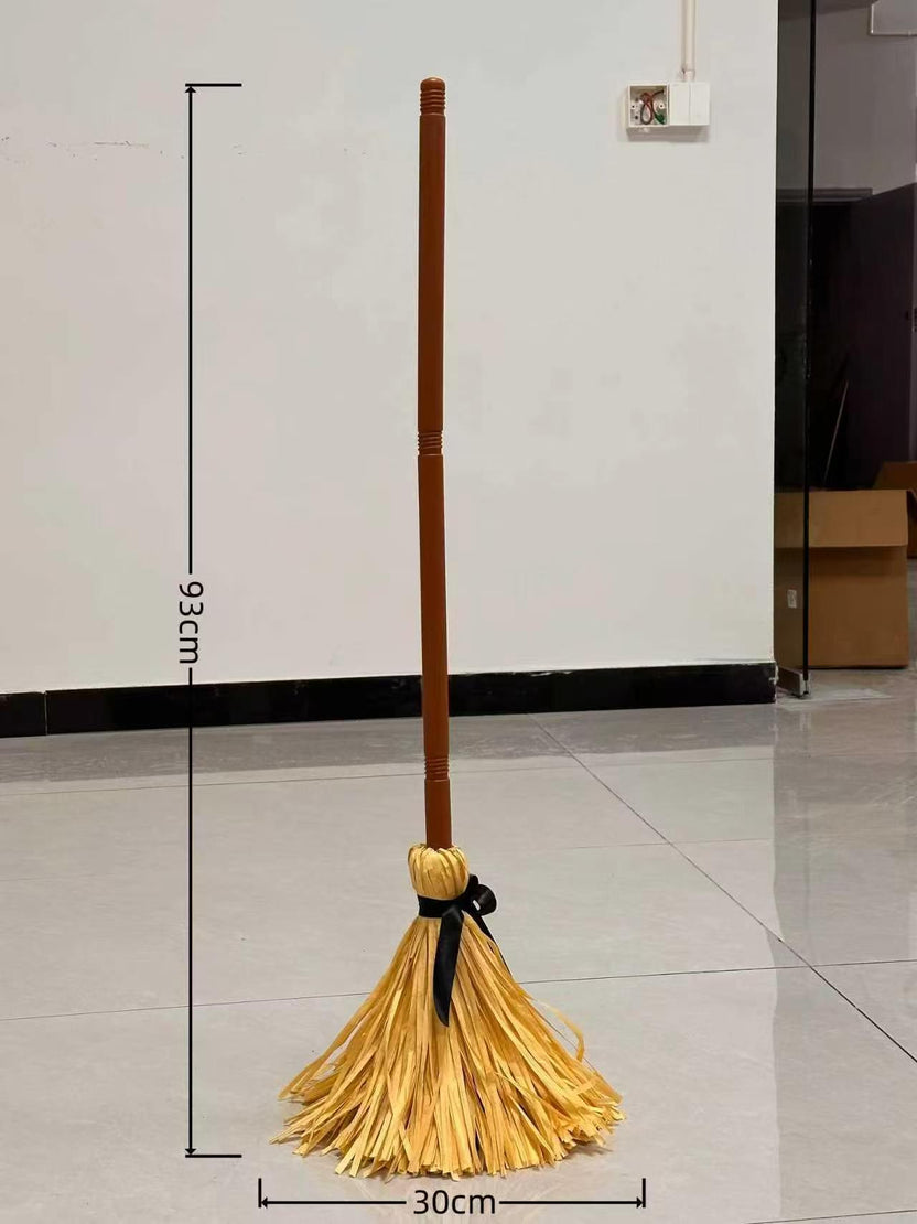 New Halloween Floating Witch's Broom - Animated Wobbling Magic Broomstick Prop for Haunted House Decor