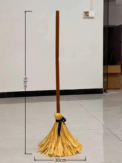 New Halloween Floating Witch's Broom - Animated Wobbling Magic Broomstick Prop for Haunted House Decor