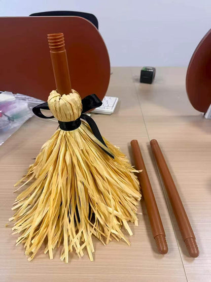 New Halloween Floating Witch's Broom - Animated Wobbling Magic Broomstick Prop for Haunted House Decor