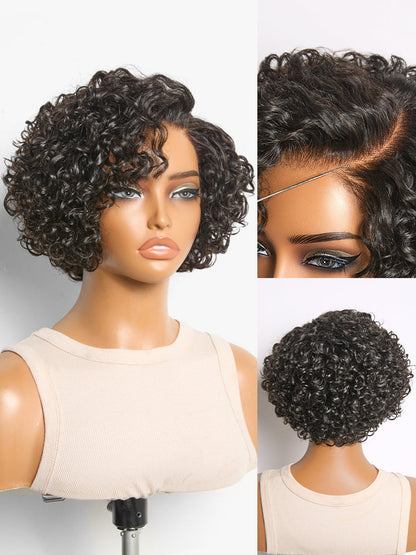Water Wave Pixie Cut Water Wave Glueless Minimalist HD Lace Short Curly Wig