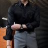 Rhinestone Vintage Flower Tassel Embroidery Shirt