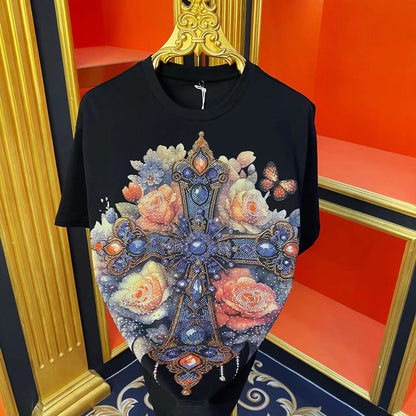 Gorgeous rhinestone cross T-shirt