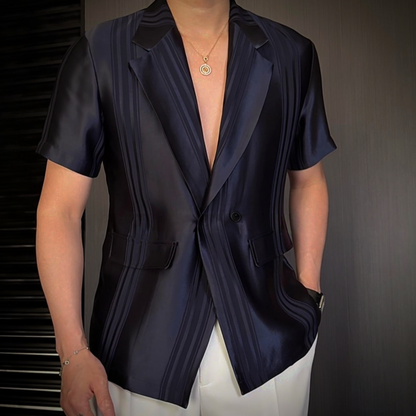 Silky-textured lightweight suit-style shirt