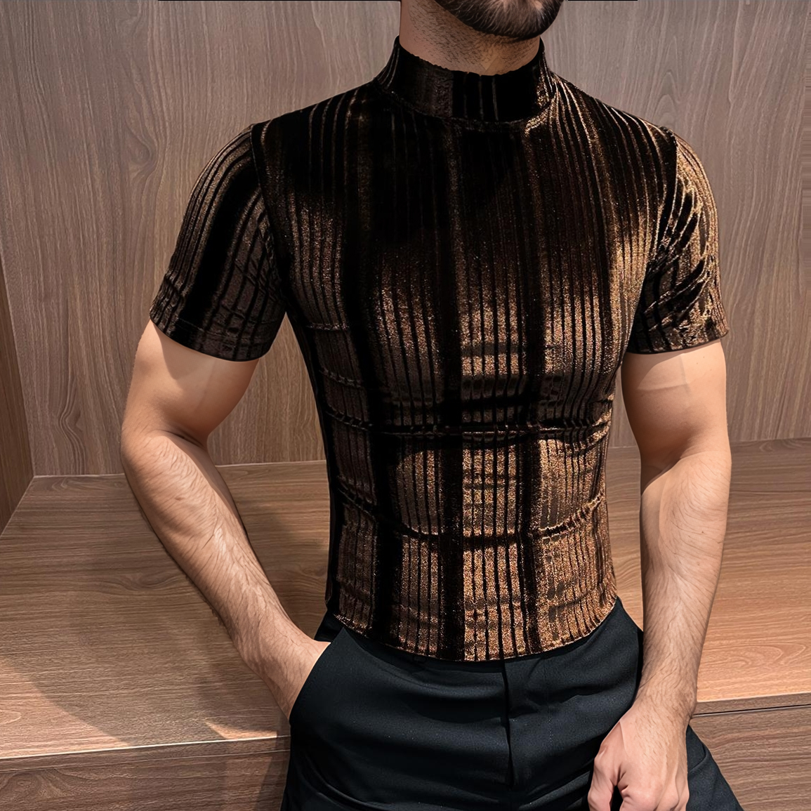 Smooth suede slim fit T-shirt