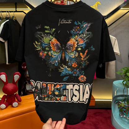 Sparkling rhinestone butterfly T-shirt