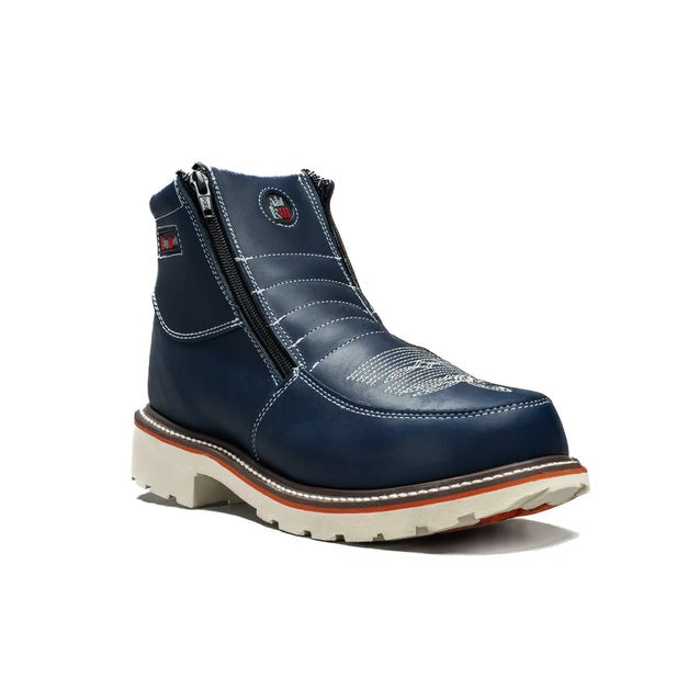 Steel Toe Zipper Leather Work Boots