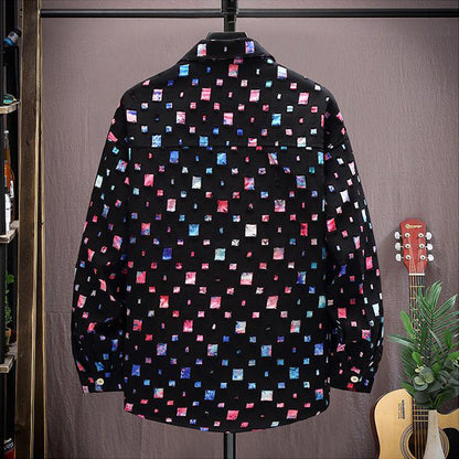 Color block holes coat