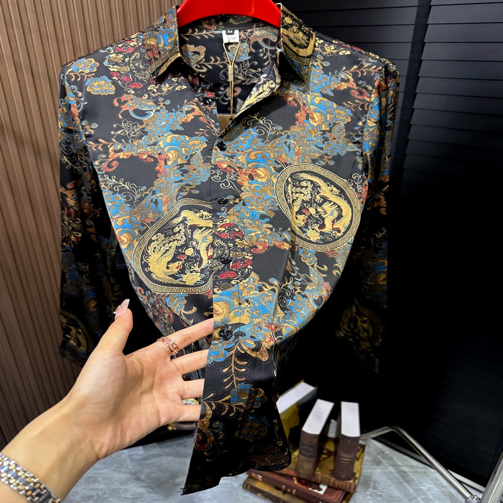 Retro-patterned gorgeous casual shirt