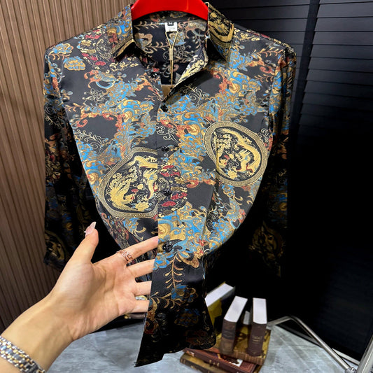 Retro-patterned gorgeous casual shirt