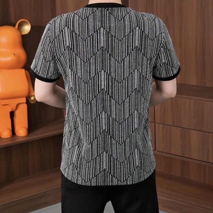 Shimmering Silk Crew Neck Stretch Breathable T-Shirt